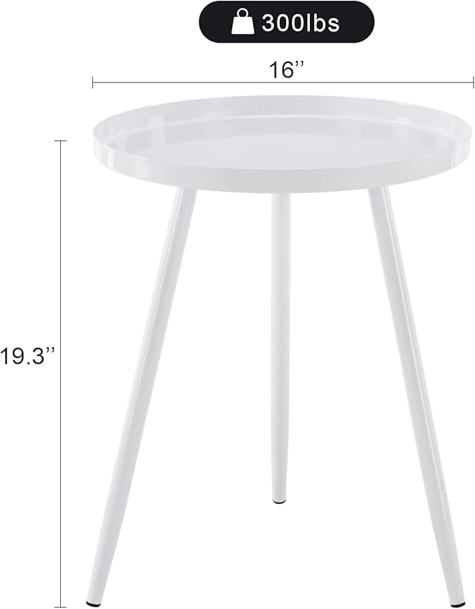 Apicizon 16" Round Side Table, Mid Century Modern Coffee Table or Circle Accent - Image 2