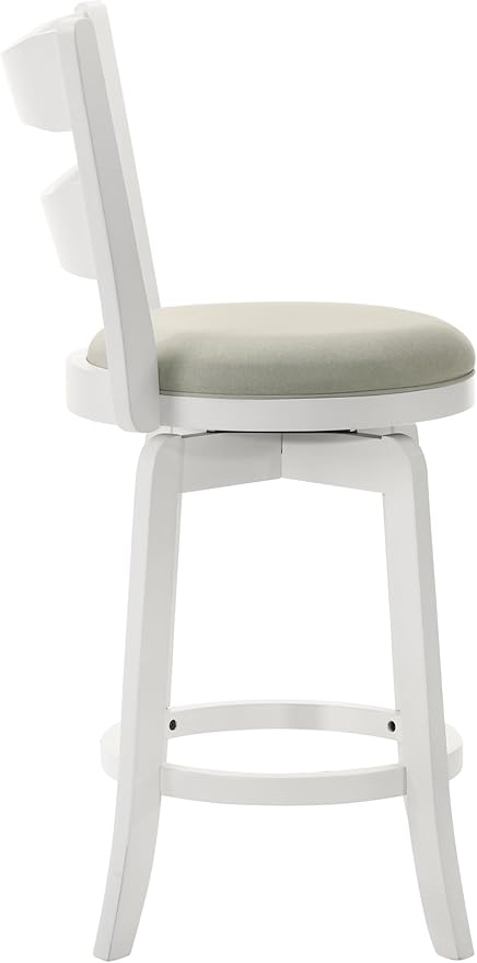 Armen Living Blair 26 in. Matte White Counter Height Rubberwood Swivel Barstool - Image 5