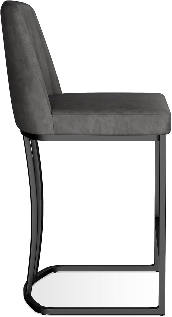 Bar Stools Set of 2, Faux Leather Counter Height Barstools, Upholstered Kitchen - Image 7