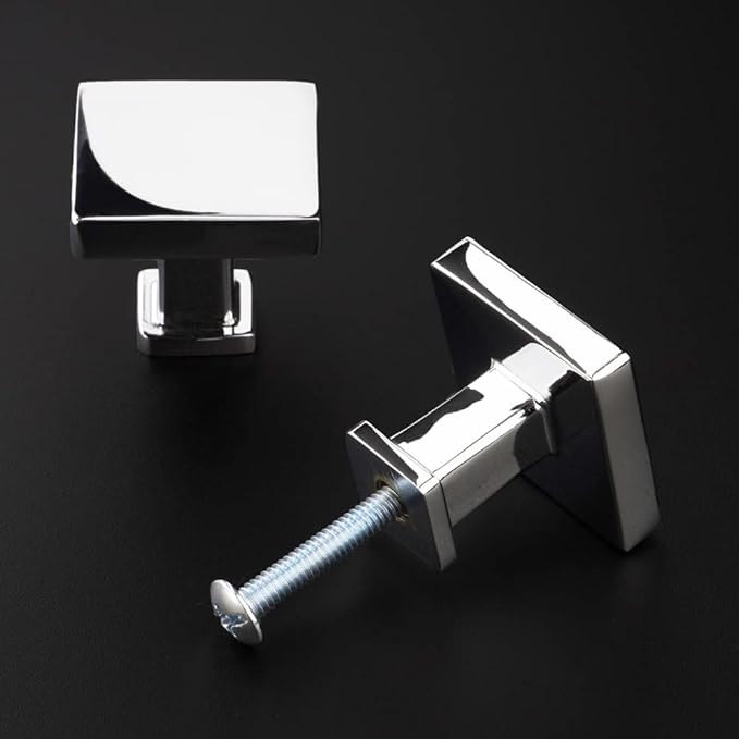 KOOFIZO 10 Pack Polished Chrome Cabinet Knobs Chrome Drawer Knobs K08 Square - Image 3