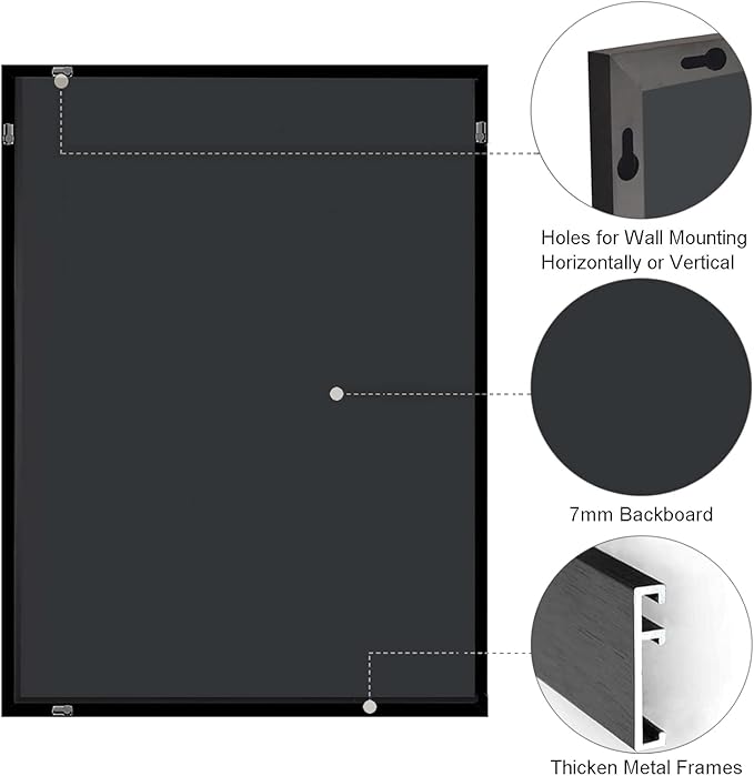 Modern 26"L x 40"W Black Wall Mounted Mirror, Rectangular, Thickened Stainless - Image 8
