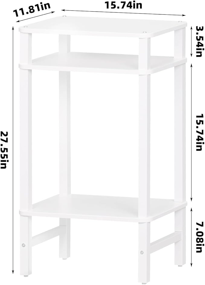 28in Tall Side Table Set of 2, 3-Tier Small Narrow End Table - Image 3