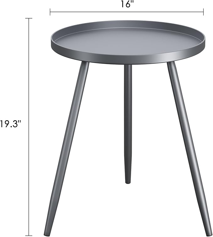 Apicizon 16" Round Side Table Set of 2, Metal End Table - Image 3