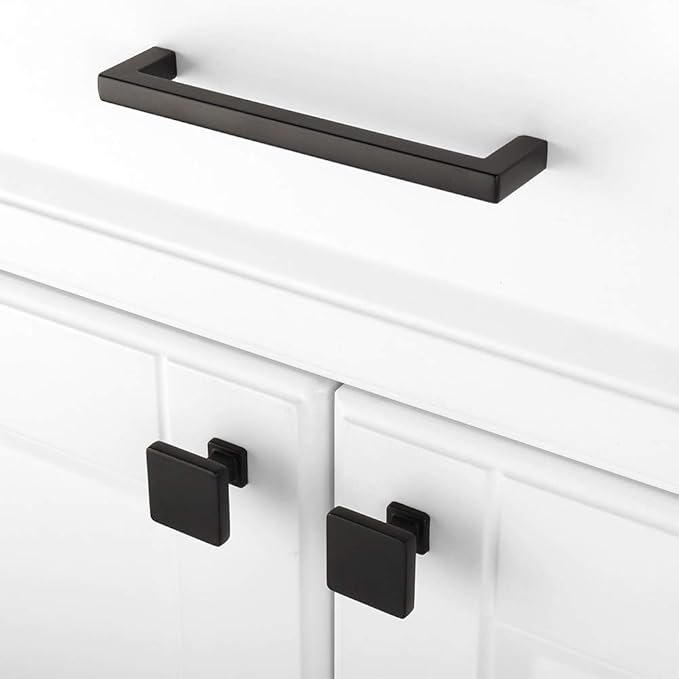 KOOFIZO 20 Pack Black Cabinet Knobs Matte Black Drawer Knobs K08 Square Single - Image 3