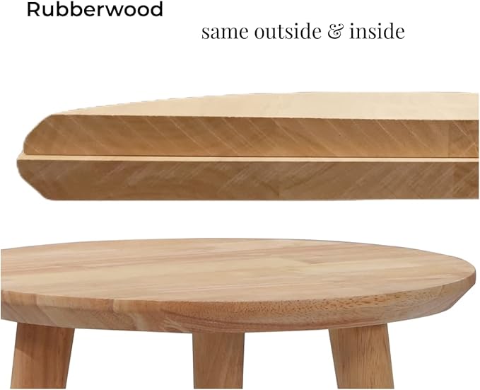WoodShine Side Table Small Round Solid Wood Sofa Table End Tables Accent - Image 4