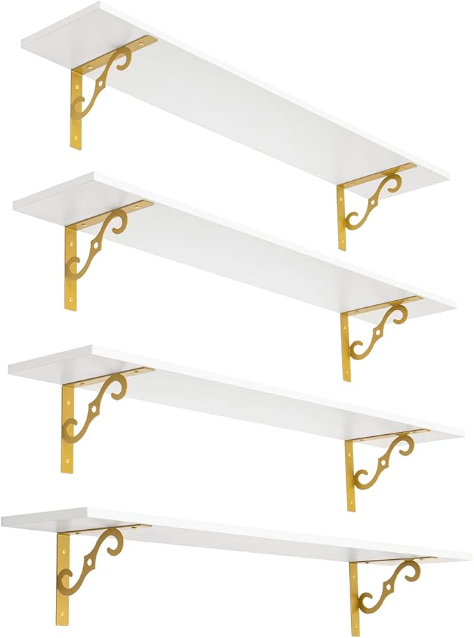 DINZI LVJ Long Wall Shelves, 39.4" Wall Mounted Shelves Set of 4, Wide Floating by DINZILVJ