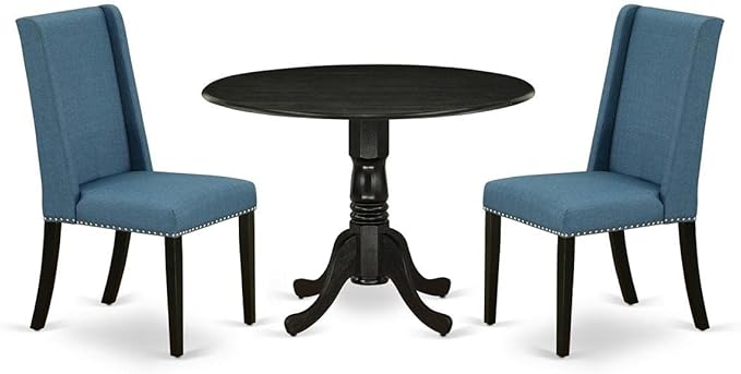 East West Furniture DLFL3-BLK-21 3 Piece Kitchen Table Set Contains a Round by EastWestFurniture