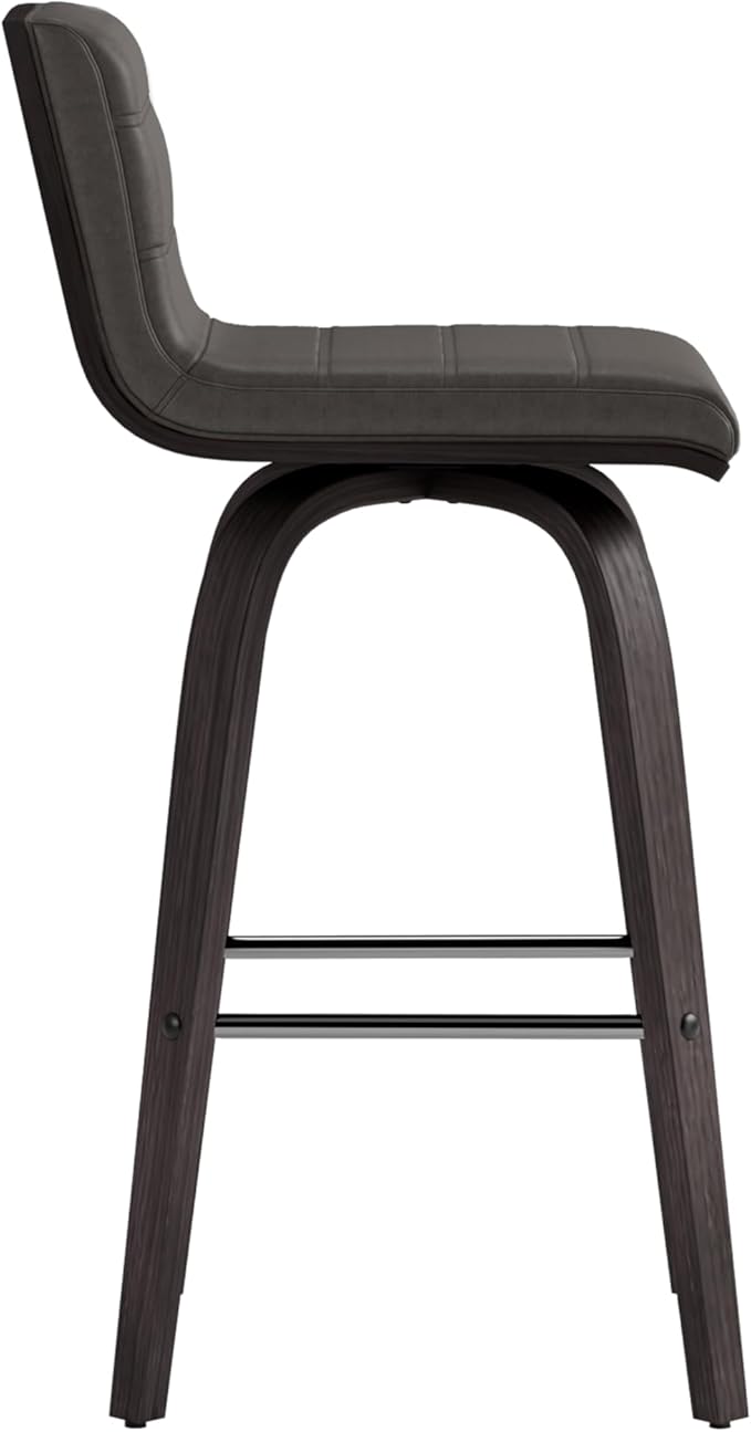 Armen Living Vienna 26" Swivel Counter Stool in Black Wood Finish - Image 5