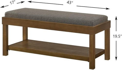 24KF Large Rectangular Storage Bench, Upholstered Seat Cushion, Ottoman Coffee - Image 2