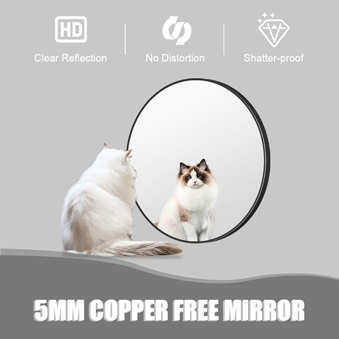 34inch Bathroom Round Mirror, Wall Mounted Vanity Mirror, Steel Frame, Steel - Image 6