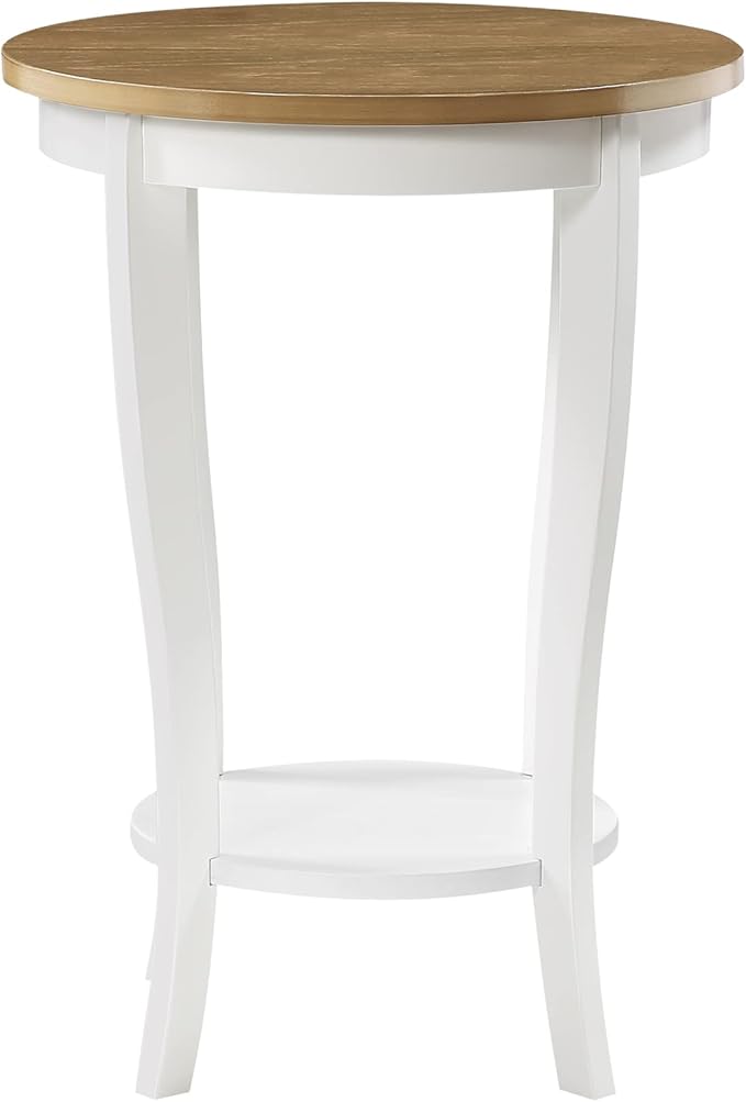 Convenience Concepts American Heritage Round End Table, Driftwood / White - Image 6