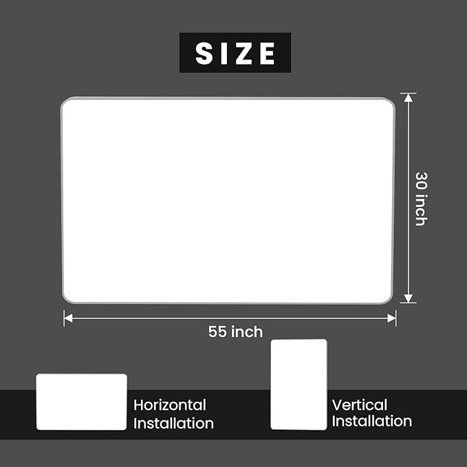 Brushed Nickel Bathroom Mirror 55x30 Inch, Brushed Silver Metal Frame Mirror - Image 6
