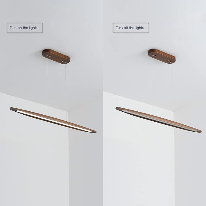 Wood Linear Pendant Hanging Light Fixture Minimalist Light Linear Chandelier - Image 8