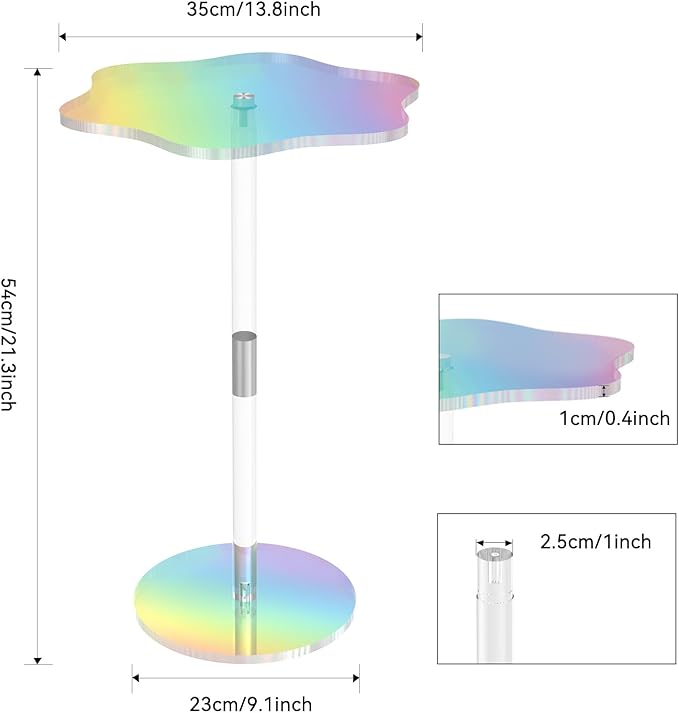 Rainbow Clear Side Table Small Acrylic End Tables 13.8 * 11.6 H: 21.3 Inch - Image 3