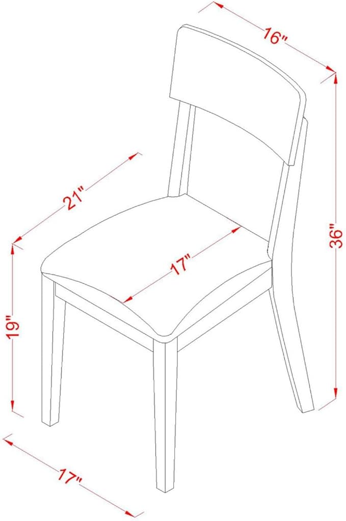 East West Furniture SHAD3-LWH-LC 3 Piece Kitchen Table & Chairs Set Contains a - Image 5