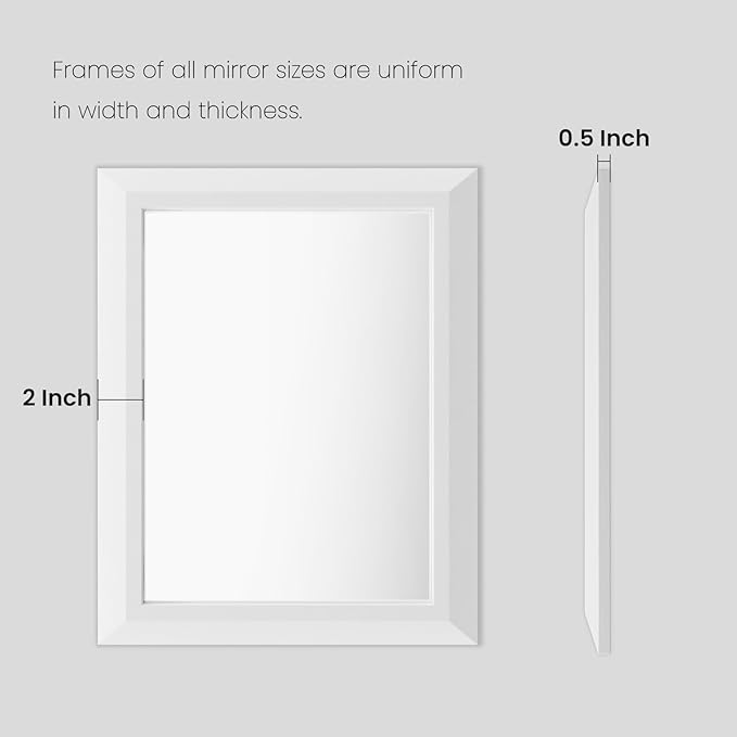 Amorho Bathroom Mirror, 24 X32 Inch White Thick Metal Framed Wall Mirrors - Image 7