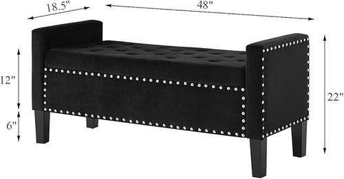 24KF Velvet Modern Upholstered Tufted Button Storage Bench - Image 2