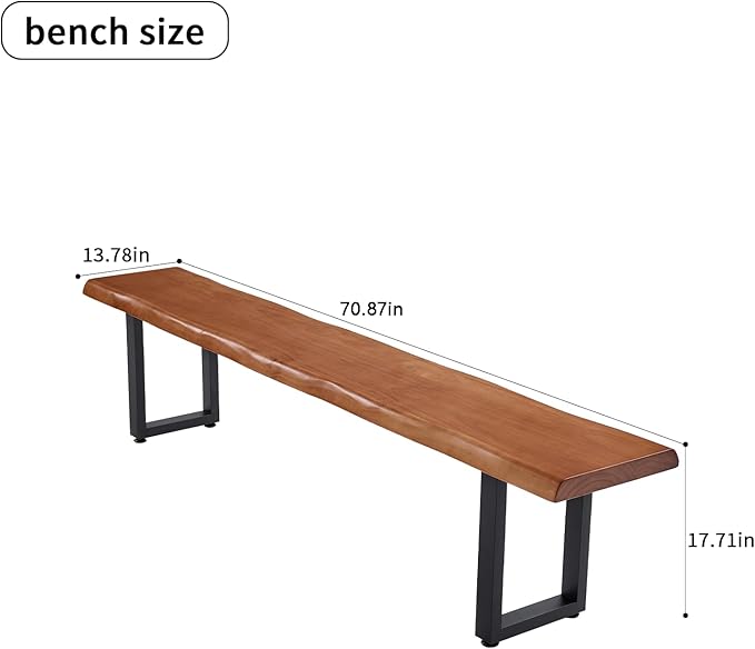 Stylish Brown Wooden Long Bench - Image 3