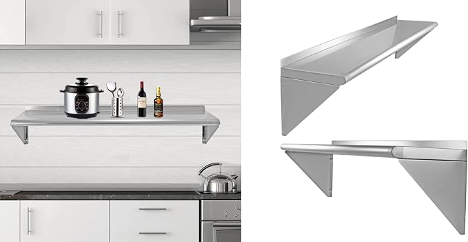 12''x48'' - 2packs Wall Mounted Stainless Steel Shelf NSF Commercial Metal Wall - Image 8