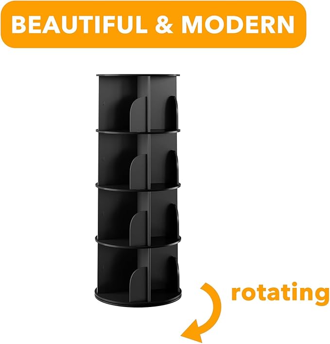 SpaceAid 4 Tier Rotating Bookshelf Tower, Spinning Bookcase Lazy Susan - Image 7