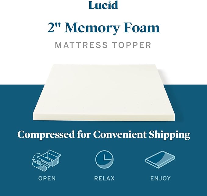 LUCID 2 Inch Traditional Foam Mattress Topper - Image 3