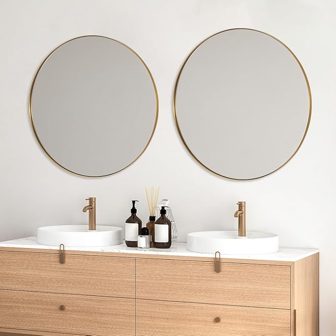 ANDY STAR Gold Round Mirror, 36’’ Brushed Gold Circle Bathroom Mirrors in - Image 4