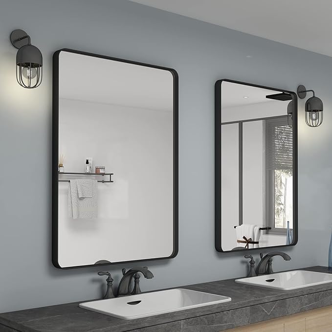 24x36 Inch Black Framed Mirror for Wall, Matte Black Bathroom Rectangle Mirror - Image 5