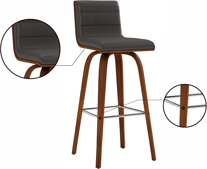 Vienna 30" Swivel Bar Stool in Walnut Wood Finish - Image 11