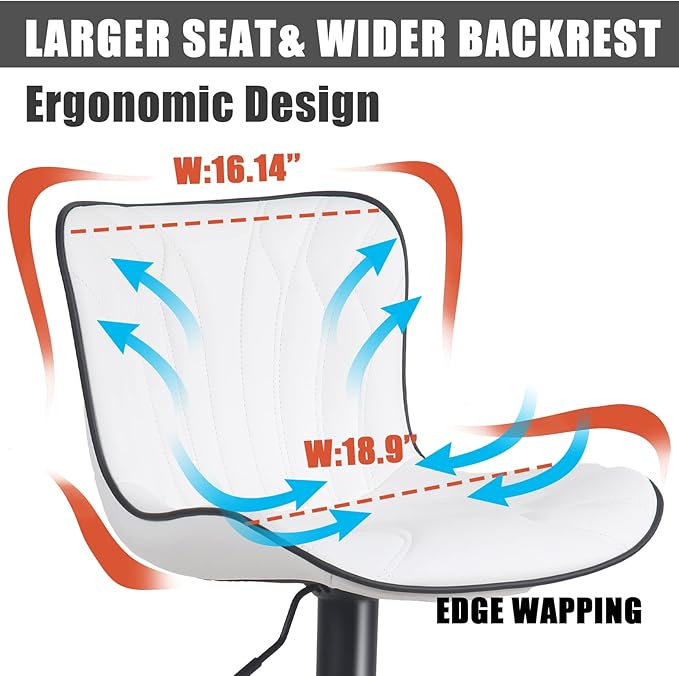 YOUNIKE Single White Bar Stools Modern Swivel Counter Height Bar Chair - Image 4