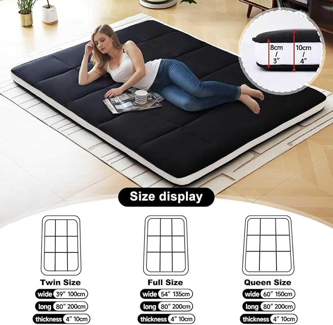 Tiita Japanese Floor Mattress, 4” Thicken Futon Mattress - Image 3