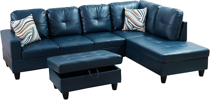 Osparple Sectional Couch PU Leather L Shaped Couch 3 Pieces Modular Sectional - Image 4