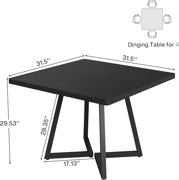 Tribesigns Square Dining Table for 8, 31.5" Industrial Dinner Table - Image 8