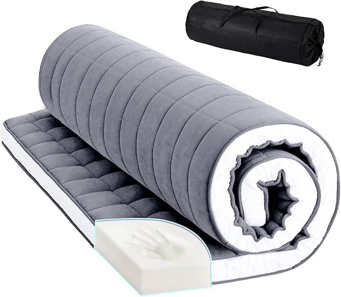 Tiita Japanese Floor Mattress Futon Mattress 4” Thick Folding Roll Up Sleeping by TiitaHome