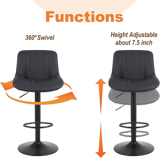Bar Stools Set of 2, Swivel Counter Height Barstools - Image 7