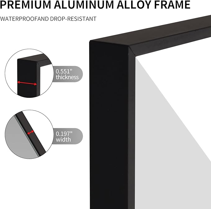 Black Bathroom Mirror for Wall, Rectangle Mirrors - Image 6