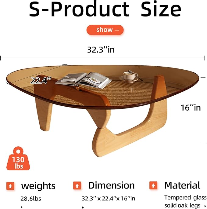 Modern Glass Coffee Table for Living Room, Small mid Century Coffee Table - Image 2