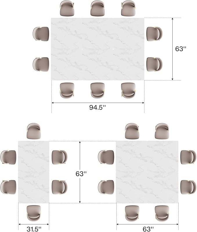 Tribesigns Square Dining Table for 10, 31.5" Modern White Dinner Table - Image 8