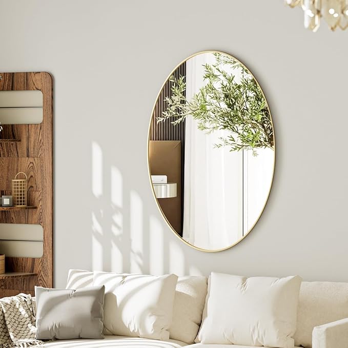 Koonmi Gold Oval Bathroom Mirror, Oval Mirror - Image 8