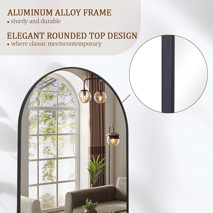 Koonmi 21x56 inch Arched Full Length Mirror, Standing Hanging or Leaning - Image 3