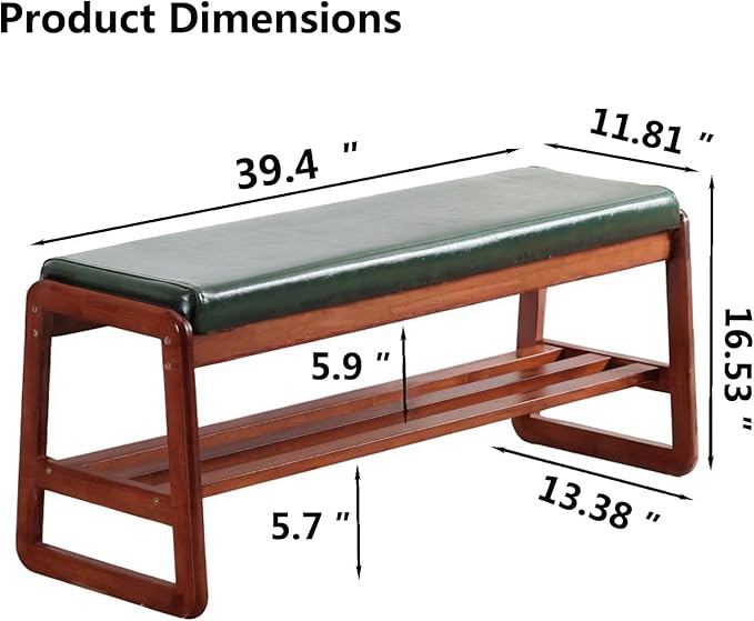 Solid Wood Shoe Bench, 2-Tier Wooden Entryway Bench, Modern Shoe Rack - Image 2