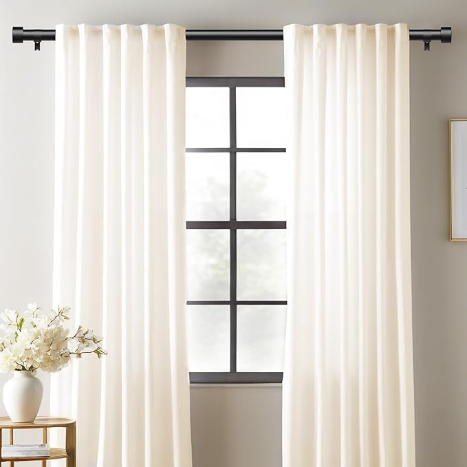 2 Pack Curtain Rods for Windows 28 to 48 Inch, 1 Inch Black Adjustable Heavy - Image 2