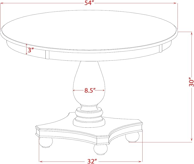 F52-0N-TP - Kitchen Table with Acacia Wood Round Tabletop, Antique Walnut Finish - Image 3