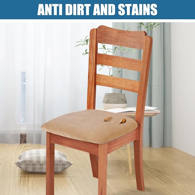 Smiry Velvet Seat Covers for Dining Room Chair Set of 6, Stretch Fit Removable - Image 3