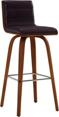 Armen Living Vienna 30" Bar Height Swivel Brown Faux Leather and Walnut Wood by ArmenLiving