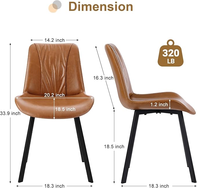 Upholstered Dining Chairs Set of 2, Modern Kitchen & Dining Room Chairs - Image 4