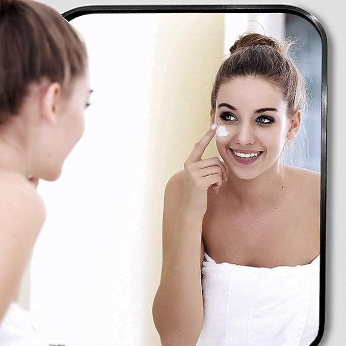 40x30 Inch Black Wall Mirror for Bathroom, Brushed Metal Framed Mirror - Image 3