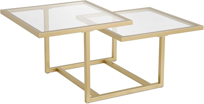 Henn&Hart 43" Wide Square Coffee Table in Brass, Modern coffee tables by HennHart