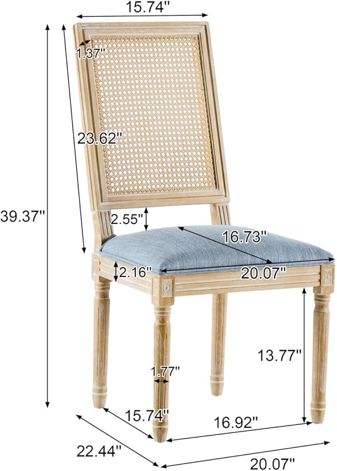Merax Upholstered Solid Wood Dining Chairs Set of 4, French Country Style - Image 2