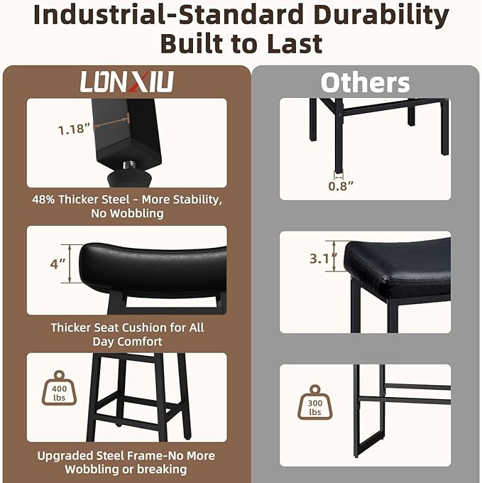 Counter Height Bar Stools Set of 6, 24 Inch Backless BarStools - Image 6