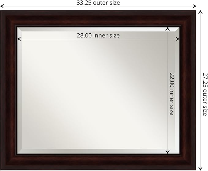 Amanti Art Brown Wall Mirror 27x33 Coffee Bean Brown Rectangle Bathroom Mirror - Image 4